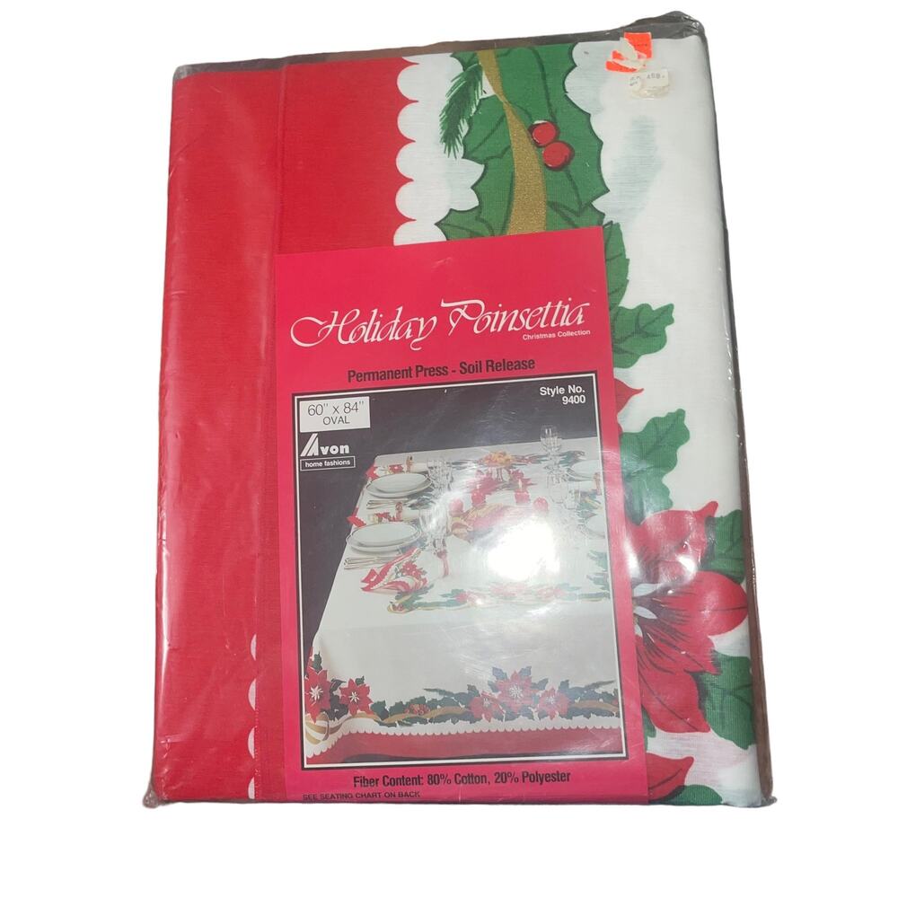 Vintage Christmas Table Cloth 60 x 84  New Old Stock in Original Packaging